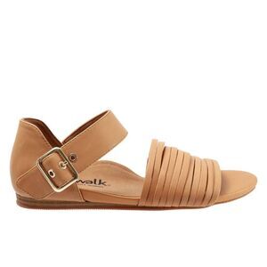 Softwalk Cori tan leather strappy comfort arch support footbed sandals 7 wide